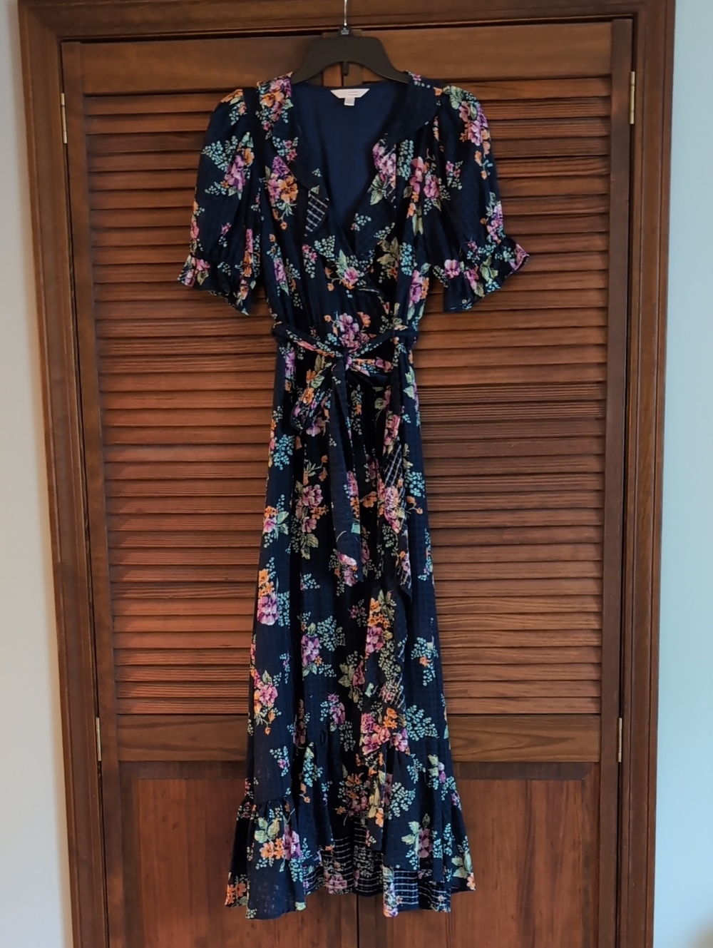 Floral Wrap Maxi Dress - Navy